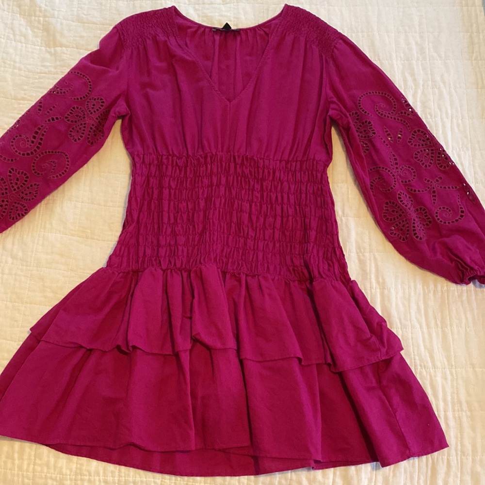 INC V-neck Smocked Dress, Created For Macy's In Cranberry Rose